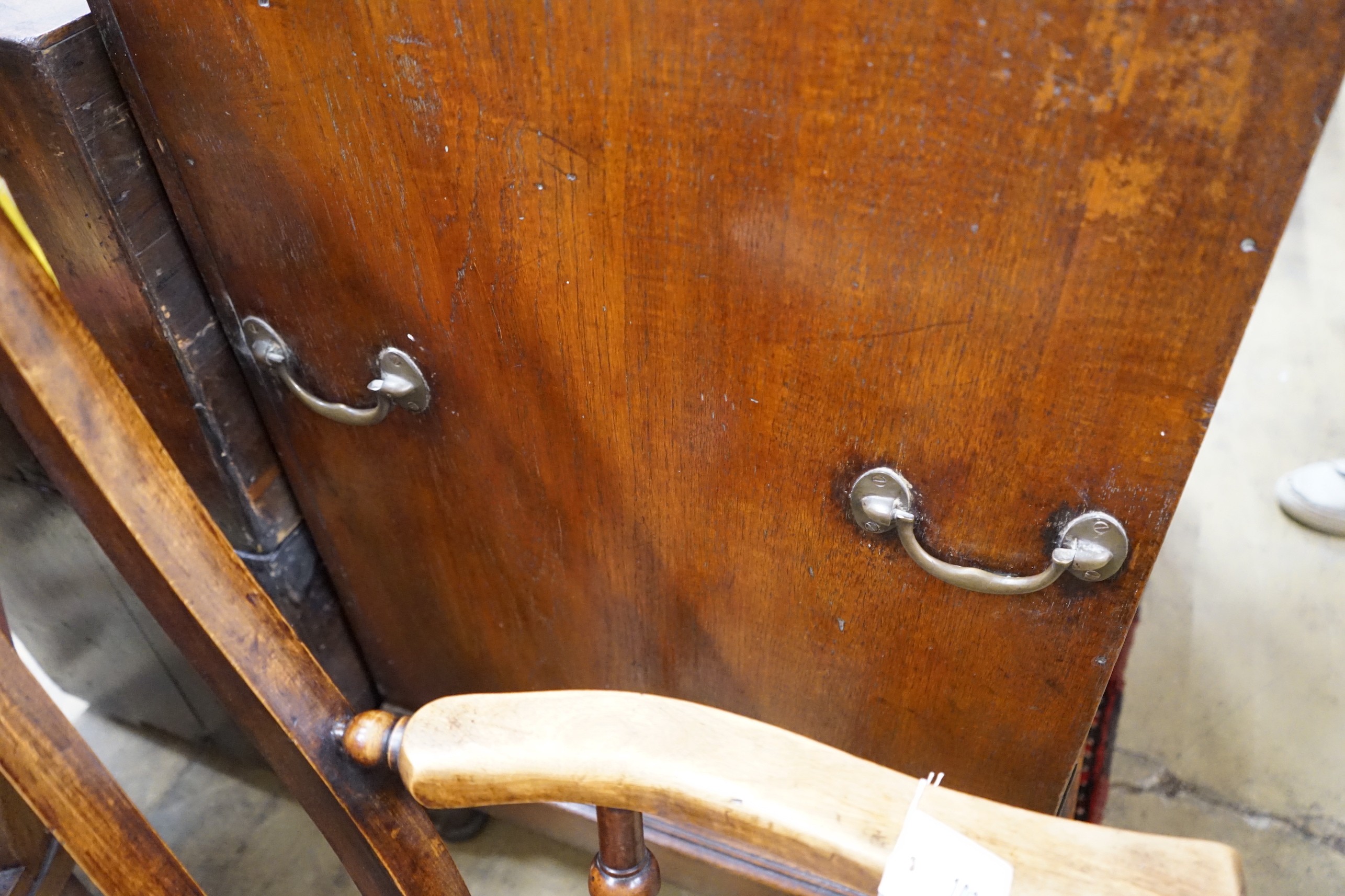 An early 19th century teak military chest with twin brass side handles, width 89cm, depth 62cm, height 117cm